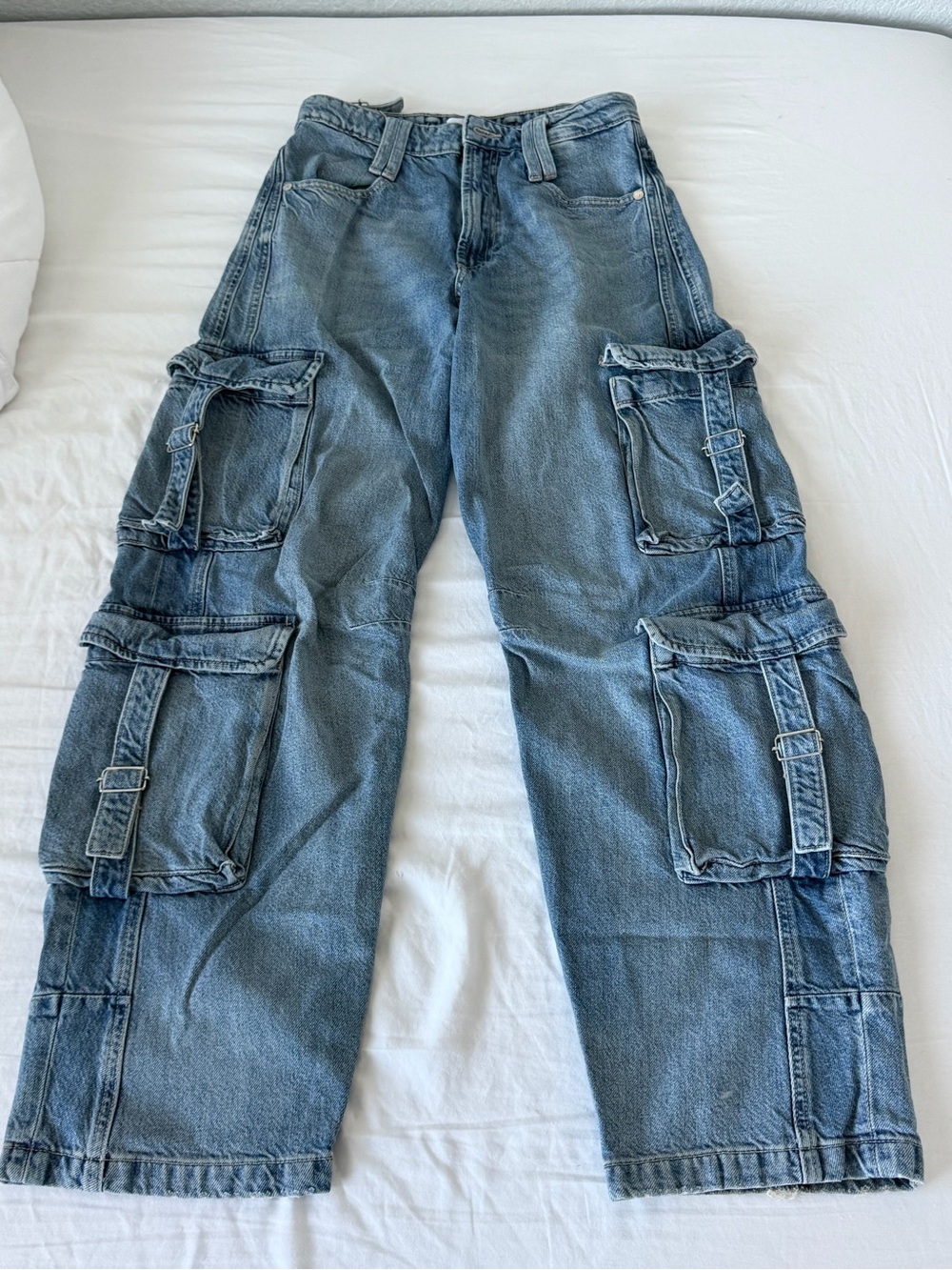 Zara Blue Denim Cargo Pants
